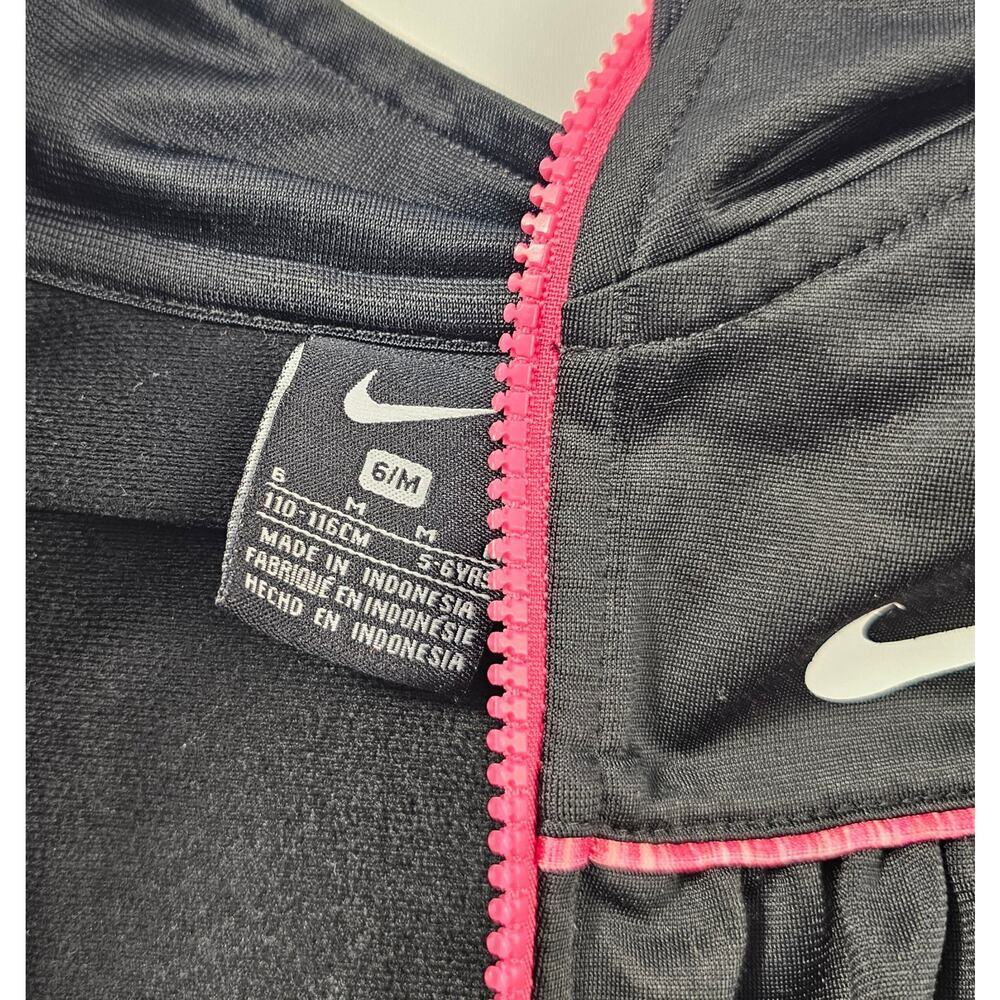 Girls size 6 medium Nike full zip sweater black pink EUC jacket fleece lined - Picture 2 of 7